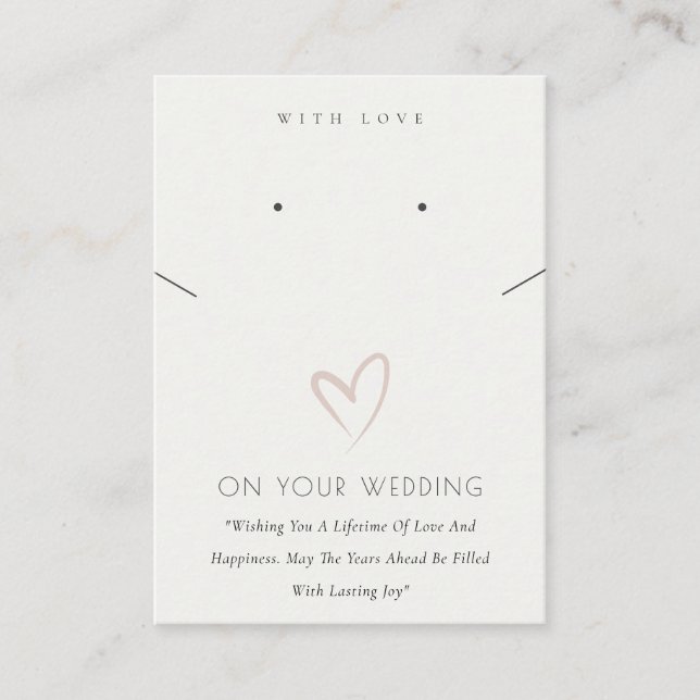 TARJETA DE MESA BLANCO NEGRO BODA GIFT NECKLACE EARRING (Anverso)