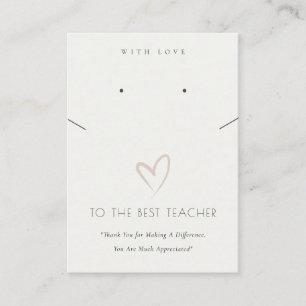 TARJETA DE MESA BLANCO NEGRO DEL CORAZÓN PROFESOR DE REGALO NECKLA