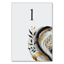 Tarjeta De Mesa Blanco negro moderno y oro- Botánico-