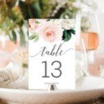 Tarjeta De Mesa Bloomeros ruborizantes Bodas Números de tabla de d<br><div class="desc">Ayude a sus huéspedes a encontrar fácilmente su camino con estas preciosas tarjetas de doble cara. ¡Edite fácilmente los números,  nombres y fecha! Este diseño presenta un bonito ramo floral y un elegante tipo de letra de guión.</div>