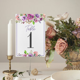 Tarjeta De Mesa Blossoms de primavera Boda morado floral número de
