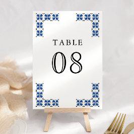 Tarjeta De Mesa Blue and Black Ukrainian Embroidery Wedding