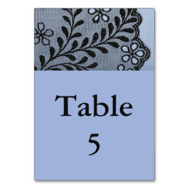 Tarjeta De Mesa Blue and Faux Black Lace