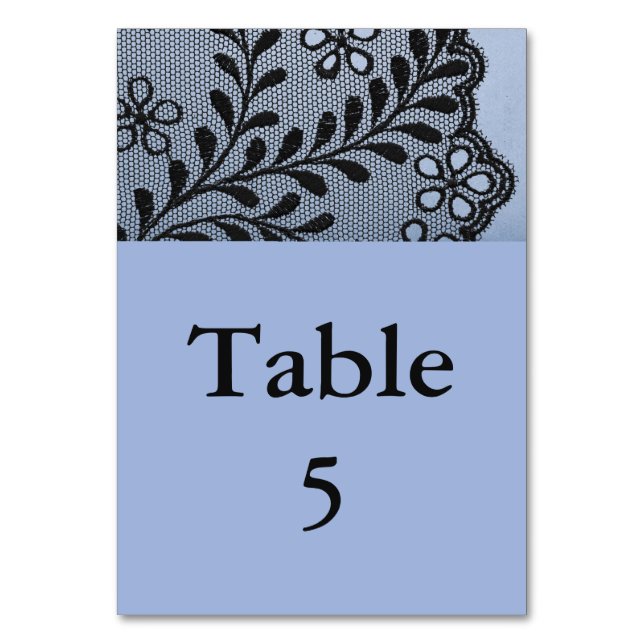 Tarjeta De Mesa Blue and Faux Black Lace (Anverso)