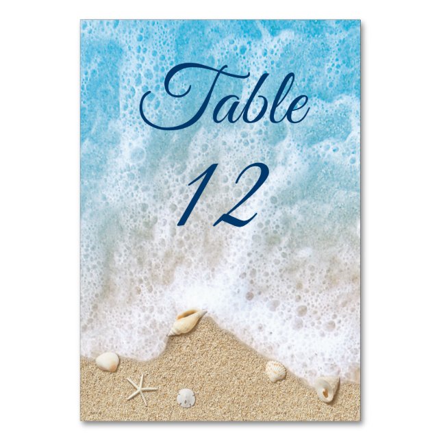 Tarjeta De Mesa Blue Beach Waves Sandy Toes Salty Kiss (Anverso)