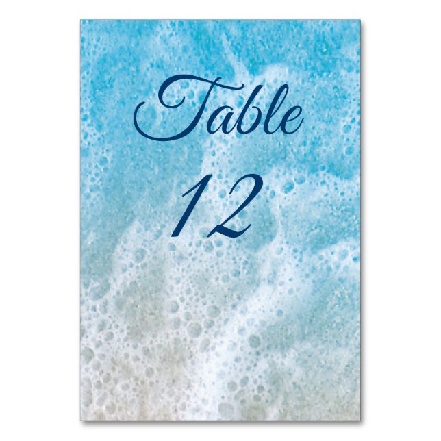 Tarjeta De Mesa Blue Beach Waves Sandy Toes Tabla número 2 (Anverso)