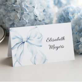 Tarjeta De Mesa Blue Bow - Baptism Place Cards