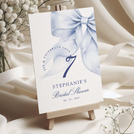 Tarjeta De Mesa Blue Bow Bridal Shower