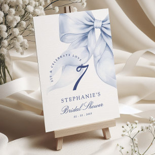 Tarjeta De Mesa Blue Bow Bridal Shower