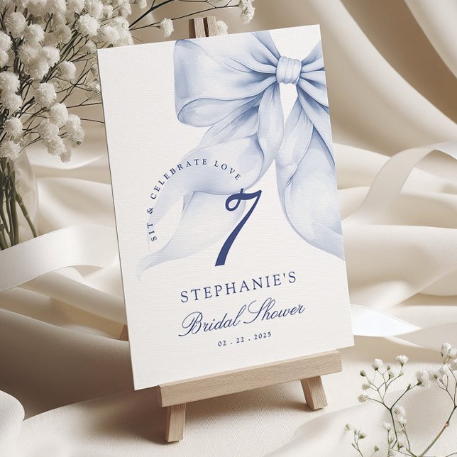 Tarjeta De Mesa Blue Bow Bridal Shower (Subido por el creador)