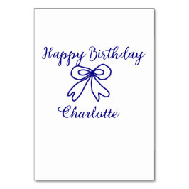 Tarjeta De Mesa Blue bow CUTIE AGREGAR NOMBRE DE BEBÉ feliz cumple