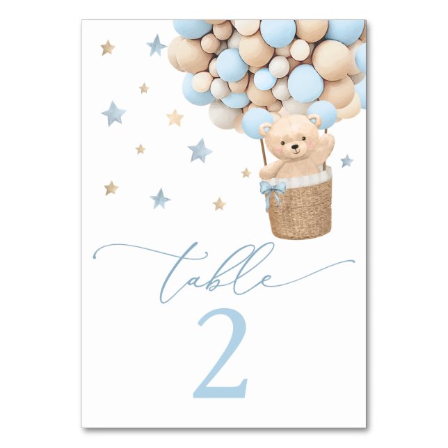 Tarjeta De Mesa Blue Boy Teddy Bear Baby Shower (Anverso)