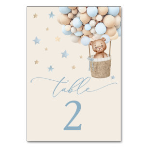 Tarjeta De Mesa Blue Boy Teddy Bear Número de tabla de Baby Shower