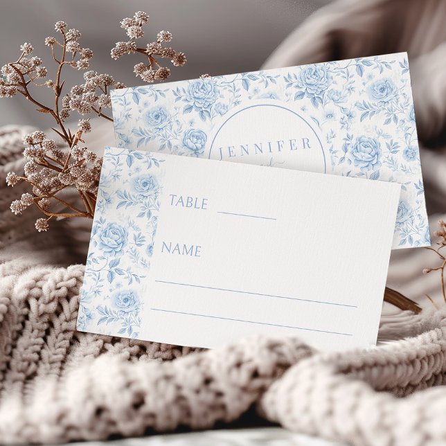 Tarjeta De Mesa Blue Chinoiserie Porcelain Wedding Flat Place Card (Subido por el creador)