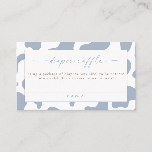 Tarjeta De Mesa Blue Cowboy Cow Print Diaper Raffle Ticket (Anverso)