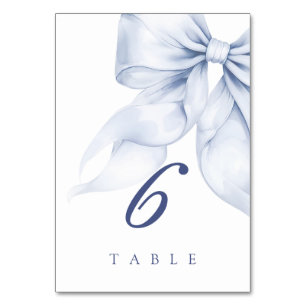 Tarjeta De Mesa Blue Elegant Bow Bridal Shower