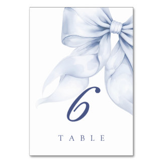 Tarjeta De Mesa Blue Elegant Bow Bridal Shower