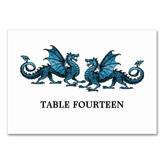 Tarjeta de mesa Blue Elegant Dragons (Anverso)