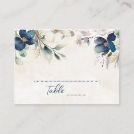 Tarjeta De Mesa Blue Floral Winter Wedding Place Setting Cards