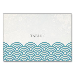 Tarjeta De Mesa Blue Green Sea Waves Place Name Card