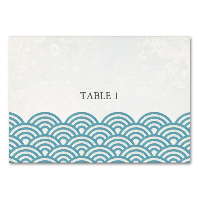 Tarjeta De Mesa Blue Green Sea Waves Place Name Card (Anverso)