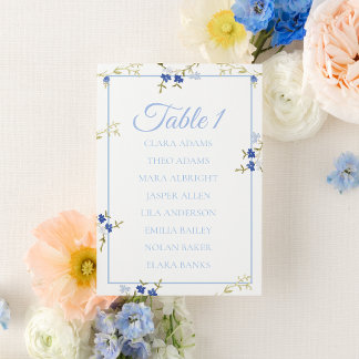 Tarjeta De Mesa Blue & Grey Floral Wedding Seating Chart Card