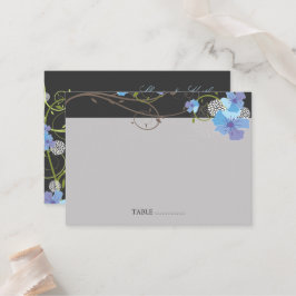 Tarjeta De Mesa Blue Hibiscus Swirls y Swallow Floral Boda