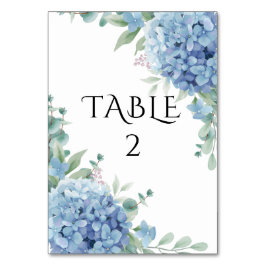 Tarjeta De Mesa Blue Hydrangea Floral Wedding 