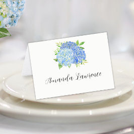 Tarjeta De Mesa Blue Hydrangea Guest Name Script Place Card