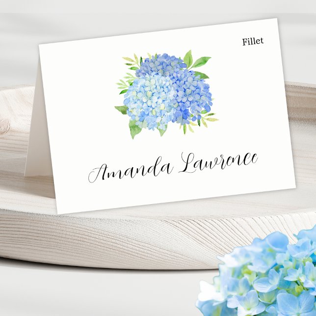 Tarjeta De Mesa Blue Hydrangea Nombre de la opción de comidas Tarj (Subido por el creador)