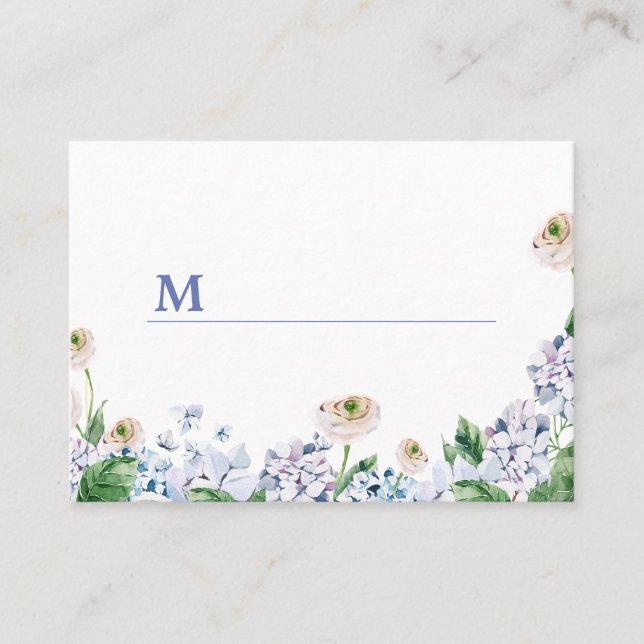 Tarjeta De Mesa Blue Hydrangea White Rose 100 cumpleaños (Anverso)