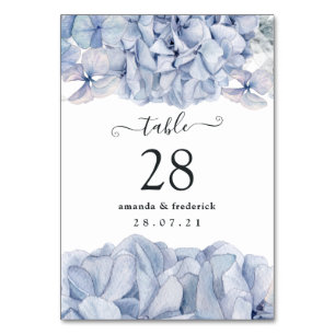 Tarjeta De Mesa Blue Hydrangeas Boda