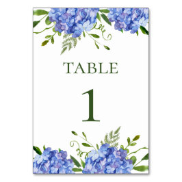 Tarjeta De Mesa Blue Hydrangeas Boda de acuarela floral