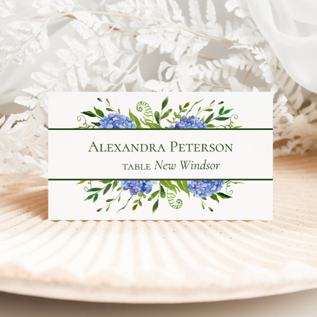 Tarjeta De Mesa Blue Hydrangeas Place Cards (Subido por el creador)