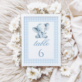 Tarjeta De Mesa Blue Little Elephant Bow Baby Shower Table Numbers