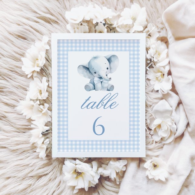 Tarjeta De Mesa Blue Little Elephant Bow Baby Shower Table Numbers (Subido por el creador)
