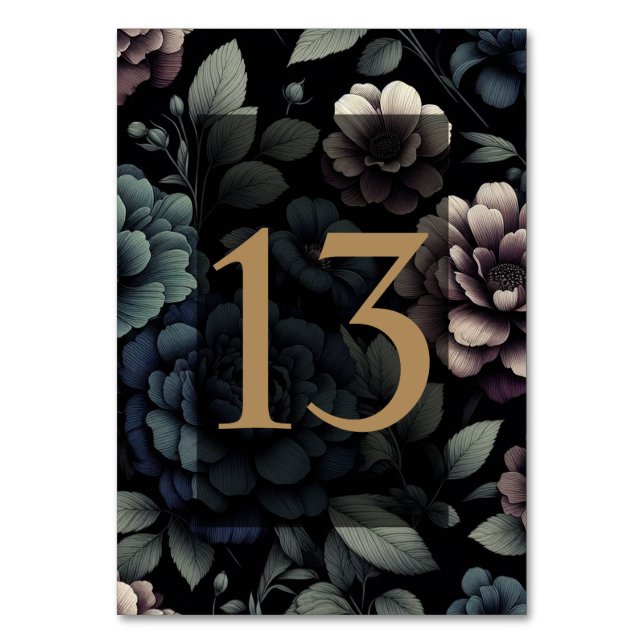 Tarjeta De Mesa Blue Moody Floral Table 13 (Anverso)