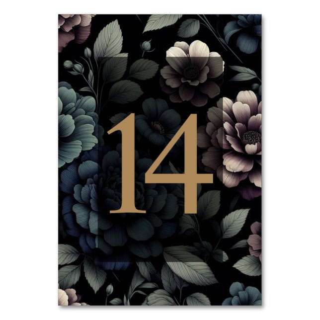 Tarjeta De Mesa Blue Moody Floral Table 14 (Anverso)