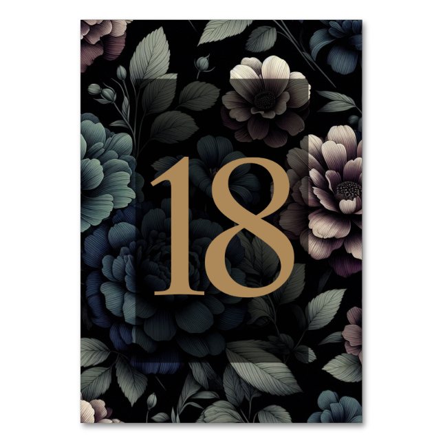 Tarjeta De Mesa Blue Moody Floral Table 18 (Anverso)