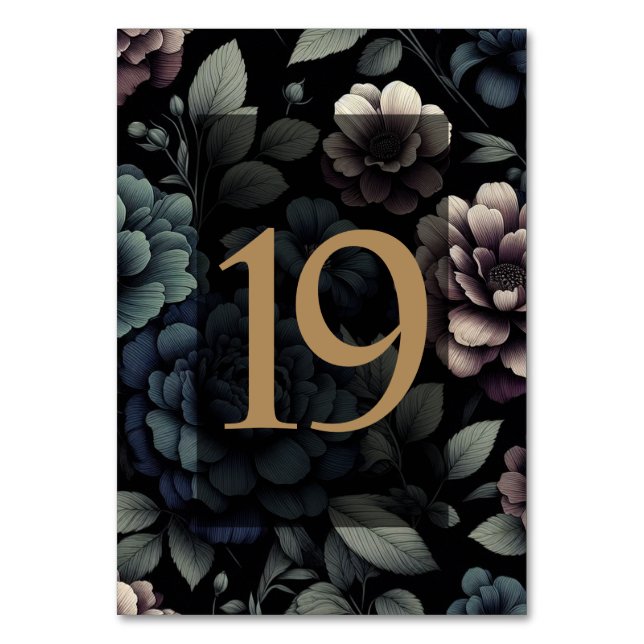 Tarjeta De Mesa Blue Moody Floral Table 19 (Anverso)