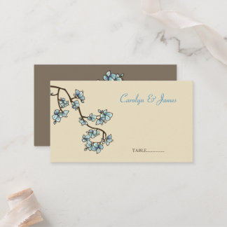 Tarjeta De Mesa Blue Peach Blossoms Chino Boda Place Card