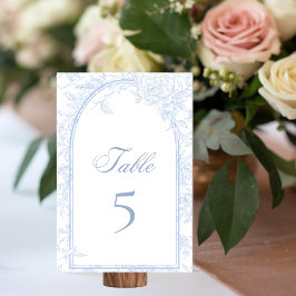 Tarjeta De Mesa Blue Peony Victorian Arch Classic Wedding White