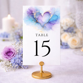 Tarjeta De Mesa Blue Purple Gold Abstract Wedding Table Card