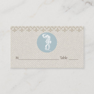 Tarjeta De Mesa Blue Seahorse Blue Classic Nautical Elegant