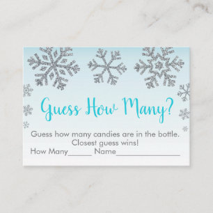 Tarjeta De Mesa Blue & Silver de copo de nieve adivina cuántos jue