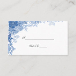 Tarjeta De Mesa Blue Snowflake on White Boda Place Cards
