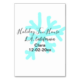 Tarjeta De Mesa Blue snowflakes holiday camping house place date