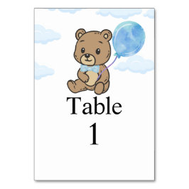 Tarjeta De Mesa Blue Teddy Bear Baby Shower 