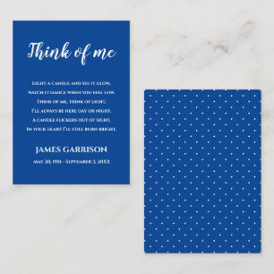 Tarjeta De Mesa Blue Think Of Me Celebration of Life Candle