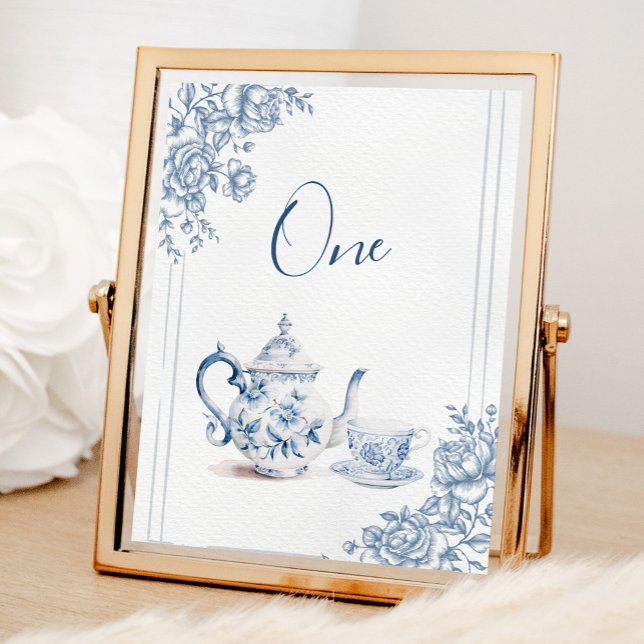 Tarjeta De Mesa Blue Victorian Garden Bridal Shower Tea (Subido por el creador)